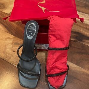 Rene Caovilla Bessie black satin evening shoe.